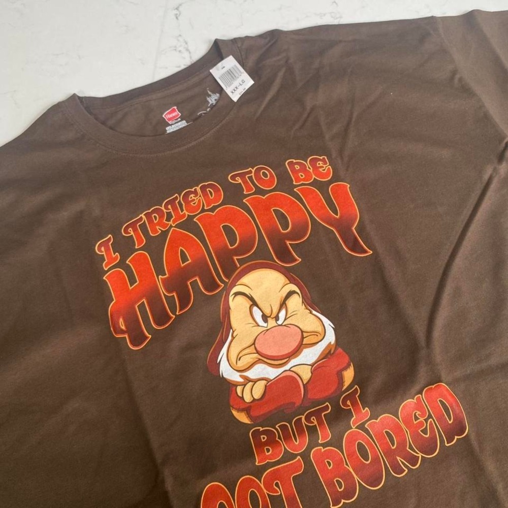 NWT Disney Grumpy Dwarf T-Shirt 3XL – "I‎ Tried to Be Happy But I Got Bored"